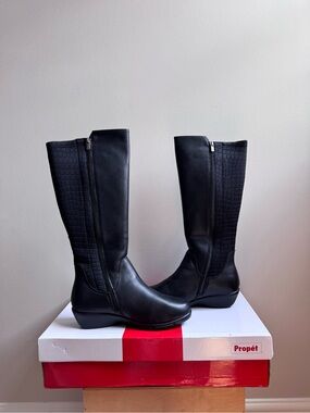 Propet Black Knee-High Stretch Panel Boots